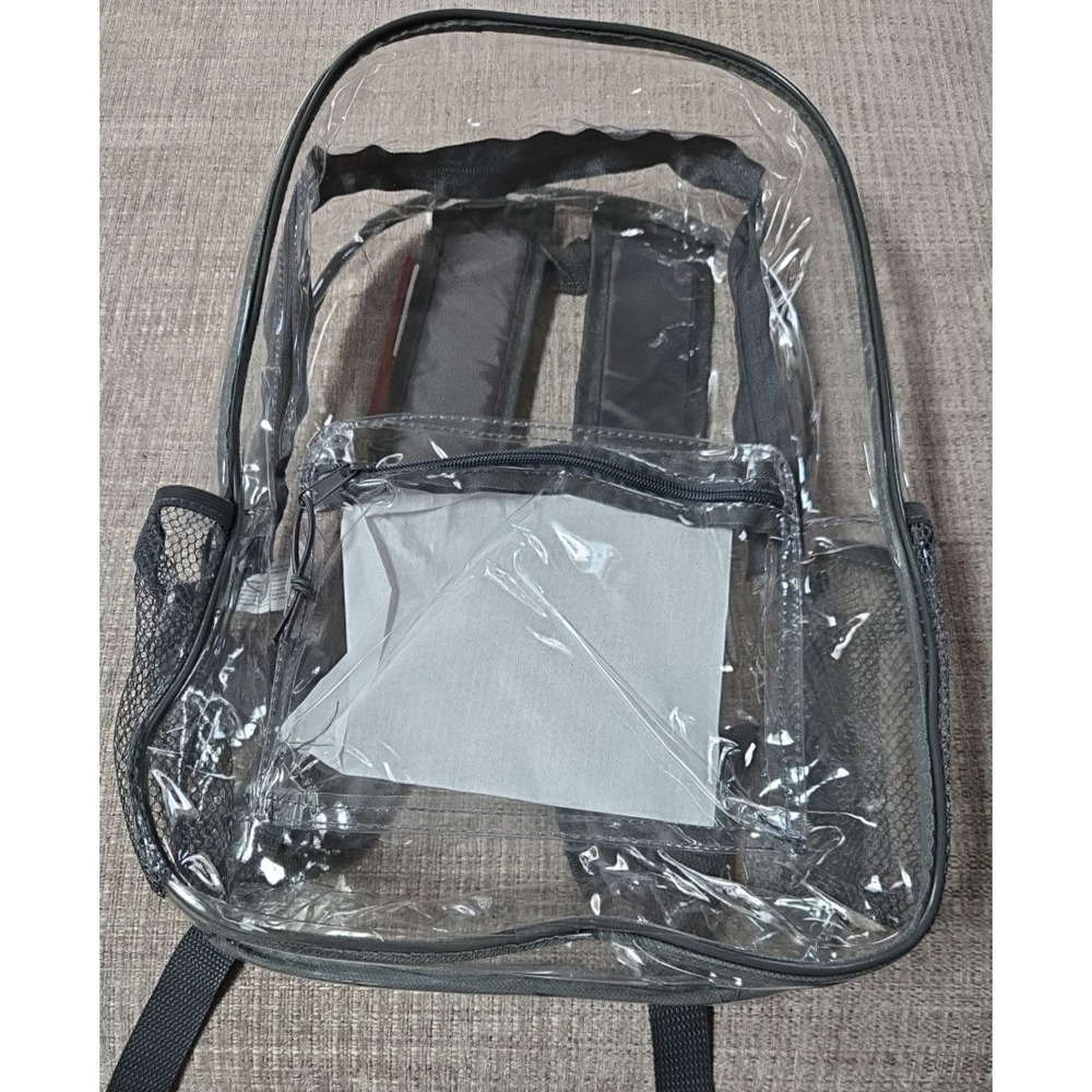 Moda West Clear Backpacks With Gray Trim Front/Side‎ Pockets